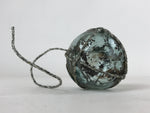 Japanese Glass Fishing Float Ukidama Buoy Ball Vtg Bindama Rope Small Blue GF14