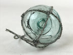 Japanese Glass Fishing Float Ukidama Buoy Ball Vtg Bindama Rope Small Blue GF16