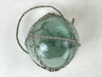 Japanese Glass Fishing Float Ukidama Buoy Ball Vtg Bindama Rope Small Blue GF17