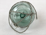 Japanese Glass Fishing Float Ukidama Buoy Ball Vtg Bindama Rope Small Blue GF17