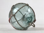 Japanese Glass Fishing Float Ukidama Buoy Ball Vtg Bindama Rope Small Blue GF18