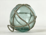 Japanese Glass Fishing Float Ukidama Buoy Ball Vtg Bindama Rope Small Blue GF20