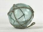Japanese Glass Fishing Float Ukidama Buoy Ball Vtg Bindama Rope Small Blue GF20