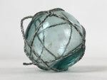 Japanese Glass Fishing Float Ukidama Buoy Ball Vtg Bindama Rope Small Blue GF22