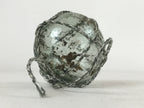 Japanese Glass Fishing Float Ukidama Buoy Ball Vtg Bindama Rope Small Blue GF23