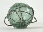 Japanese Glass Fishing Float Ukidama Buoy Ball Vtg Bindama Rope Small Blue GF24