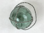 Japanese Glass Fishing Float Ukidama Buoy Ball Vtg Bindama Rope Small Blue GF24