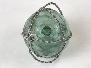 Japanese Glass Fishing Float Ukidama Buoy Ball Vtg Bindama Rope Small Blue GF24