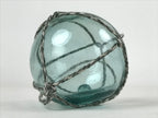 Japanese Glass Fishing Float Ukidama Buoy Ball Vtg Bindama Rope Small Blue GF25