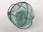Japanese Glass Fishing Float Ukidama Buoy Ball Vtg Bindama Rope Small Blue GF25