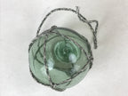 Japanese Glass Fishing Float Ukidama Buoy Ball Vtg Bindama Rope Small Blue GF26
