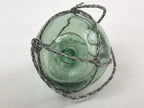 Japanese Glass Fishing Float Ukidama Buoy Ball Vtg Bindama Rope Small Blue GF26