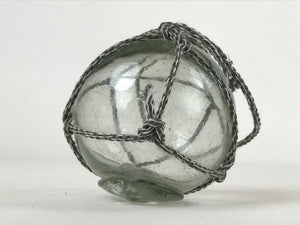 Japanese Glass Fishing Float Ukidama Buoy Ball Vtg Bindama Rope