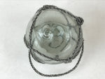 Japanese Glass Fishing Float Ukidama Buoy Ball Vtg Bindama Rope Small Blue GF28