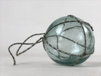 Japanese Glass Fishing Float Ukidama Buoy Ball Vtg Bindama Rope Small Blue GF30