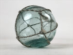 Japanese Glass Fishing Float Ukidama Buoy Ball Vtg Bindama Rope Small Blue GF30