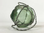 Japanese Glass Fishing Float Ukidama Buoy Ball Vtg Bindama Rope Small Green GF31