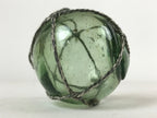 Japanese Glass Fishing Float Ukidama Buoy Ball Vtg Bindama Rope Small Green GF31
