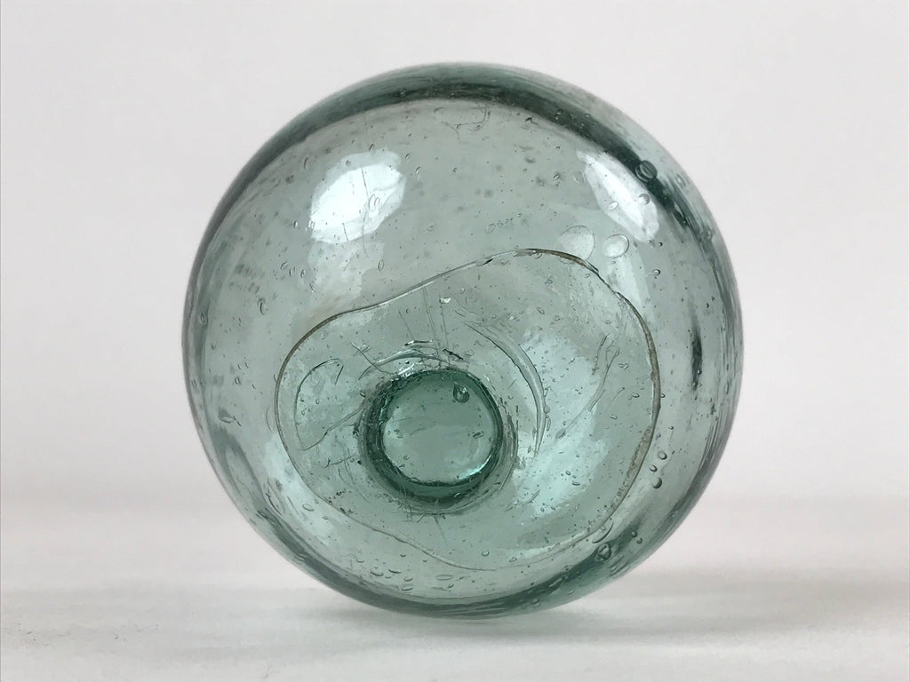 Japanese Glass Fishing Float Ukidama Buoy Ball Vtg Bindama Small Clear Blue GF33