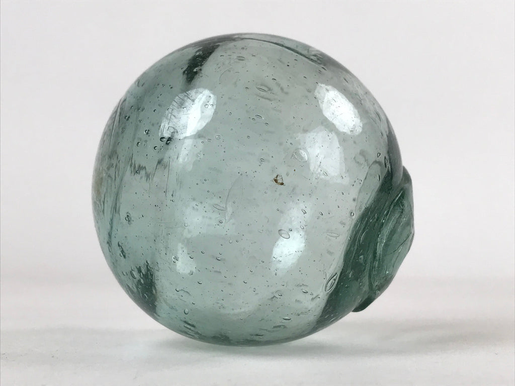 Japanese Glass Fishing Float Ukidama Buoy Ball Vtg Bindama Small Clear Blue GF33