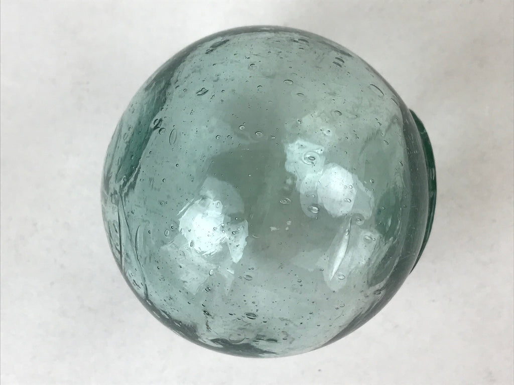Japanese Glass Fishing Float Ukidama Buoy Ball Vtg Bindama Small Clear Blue GF33