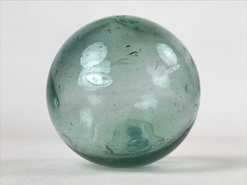 Japanese Glass Fishing Float Ukidama Buoy Ball Vtg Bindama Small Clear Blue GF34