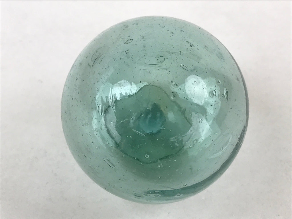 Japanese Glass Fishing Float Ukidama Buoy Ball Vtg Bindama Small Clear Blue GF34