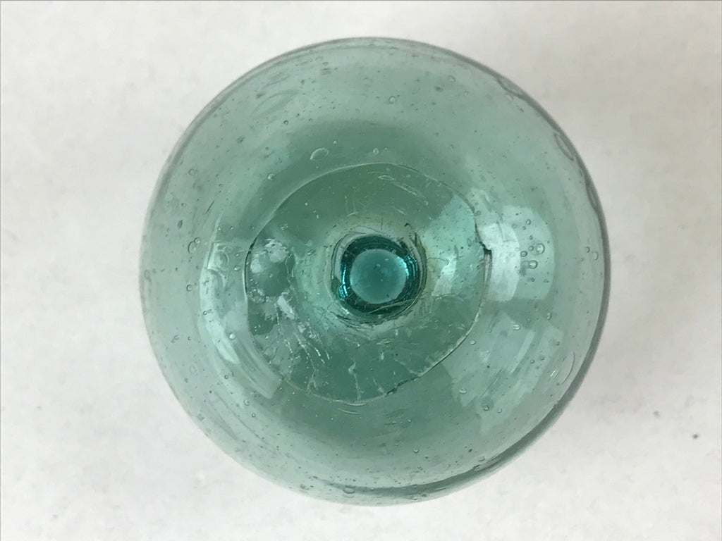 Japanese Glass Fishing Float Ukidama Buoy Ball Vtg Bindama Small Clear Blue GF34