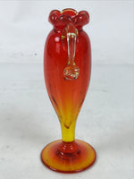 Japanese Glass Flower Vase Vtg Kabin Red Ichirinzashi Translucent Handle FK199