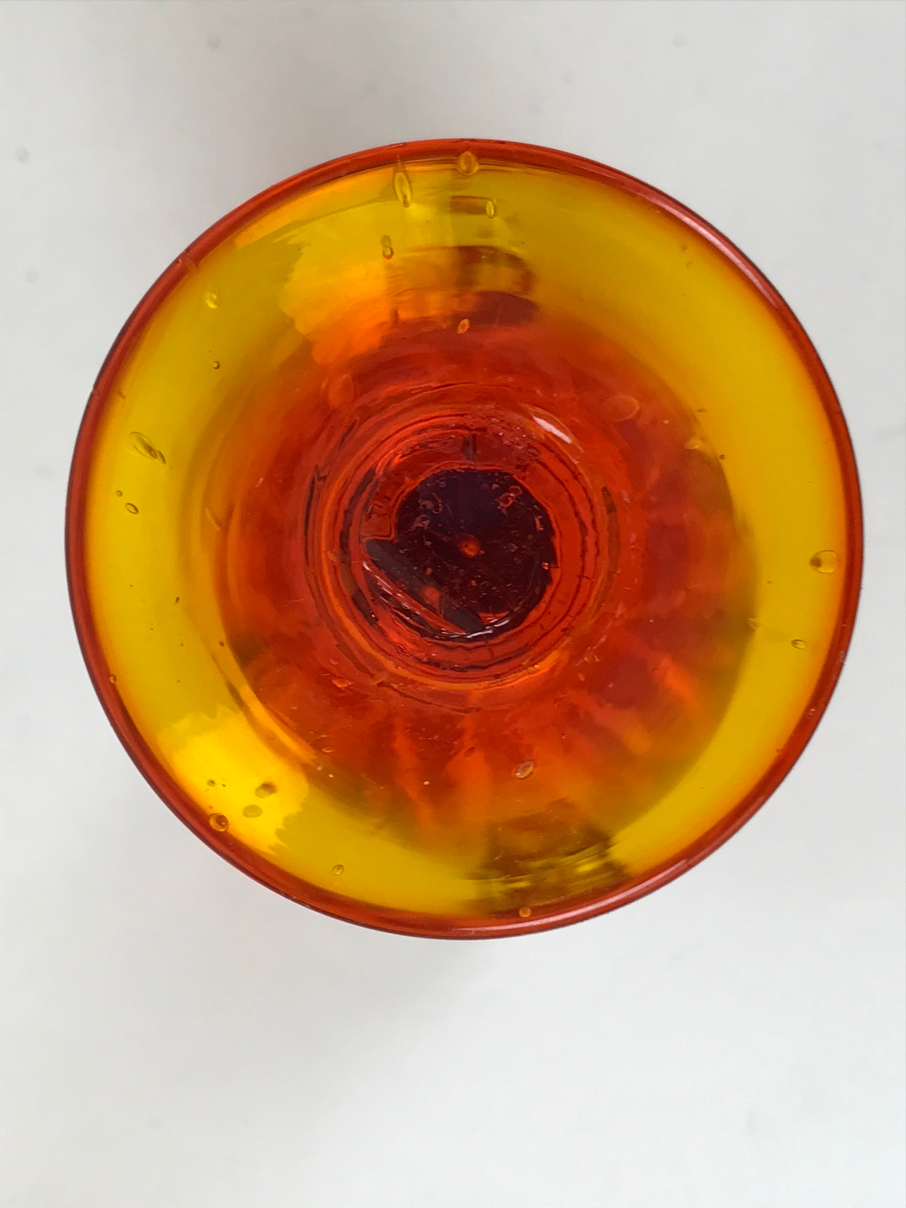 Japanese Glass Flower Vase Vtg Kabin Red Ichirinzashi Translucent Handle FK199