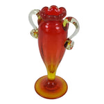 Japanese Glass Flower Vase Vtg Kabin Red Ichirinzashi Translucent Handle FK199