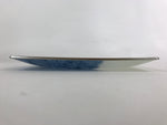 Japanese Glass Square Display Plate Vtg Dish Plate Blue White Boxed PX703