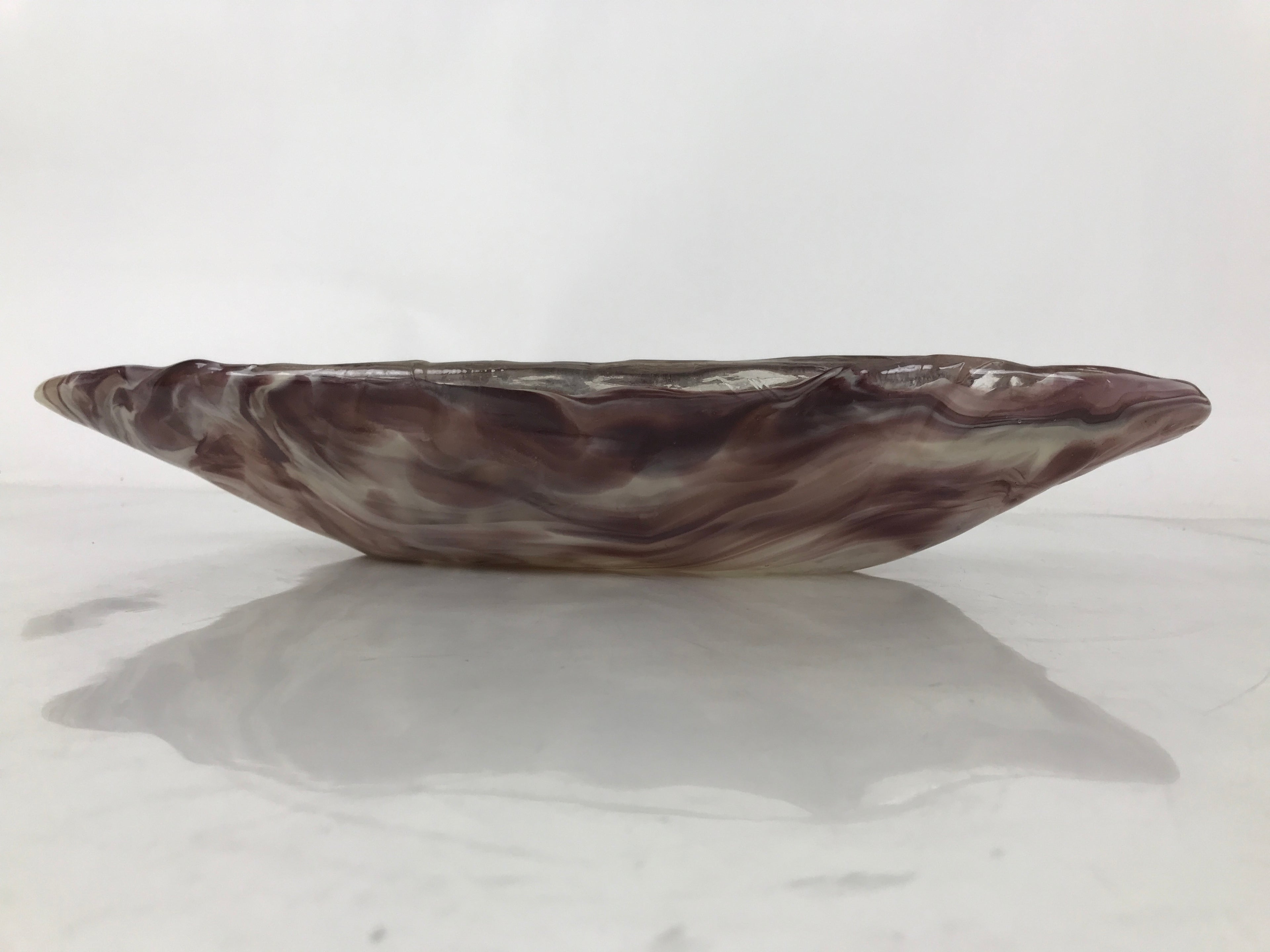 Japanese Glass Suiban Flower Vase Vtg Pottery Ikebana Arrangement Purple Y330