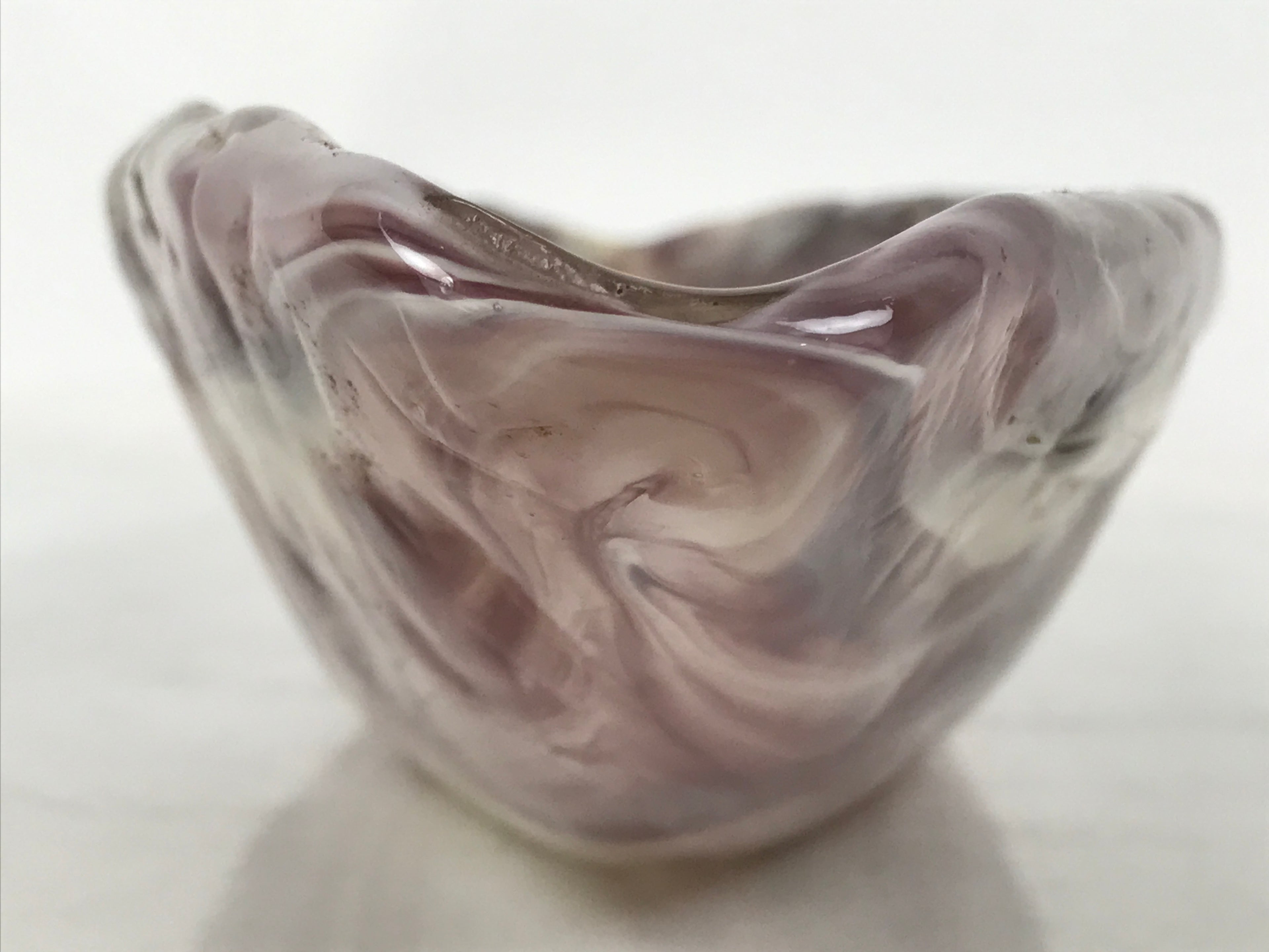 Japanese Glass Suiban Flower Vase Vtg Pottery Ikebana Arrangement Purple Y330