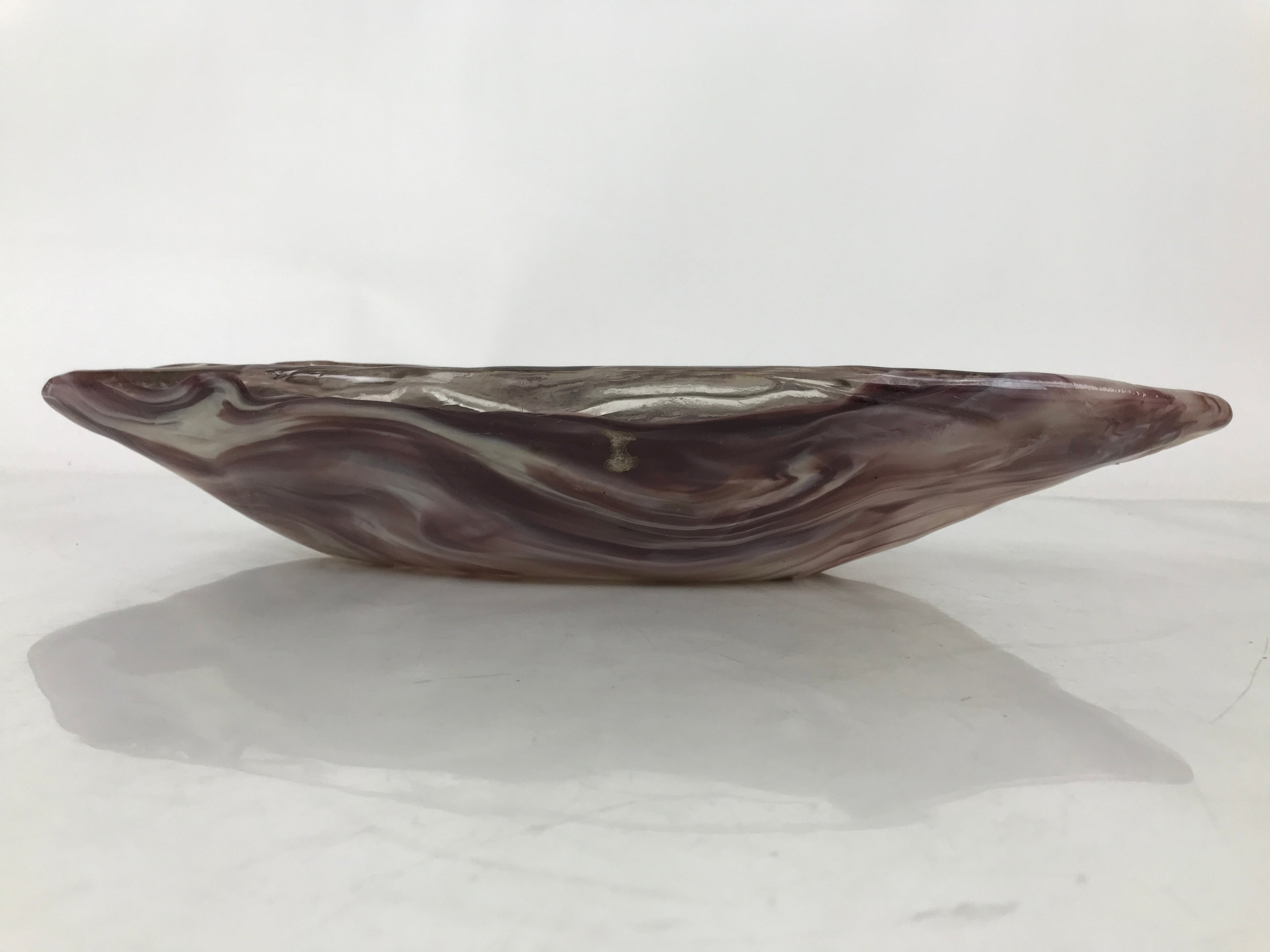 Japanese Glass Suiban Flower Vase Vtg Pottery Ikebana Arrangement Purple Y330