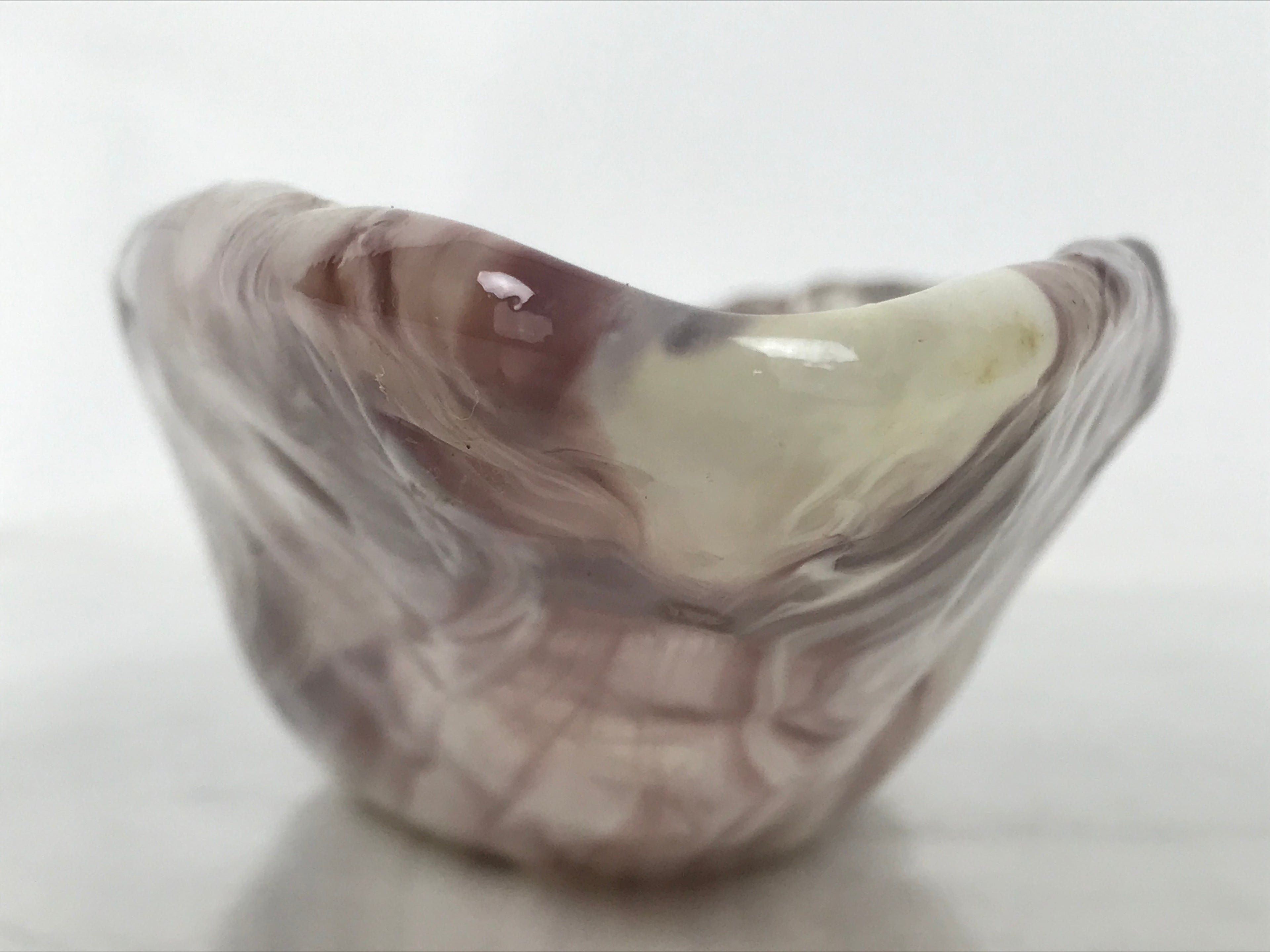 Japanese Glass Suiban Flower Vase Vtg Pottery Ikebana Arrangement Purple Y330