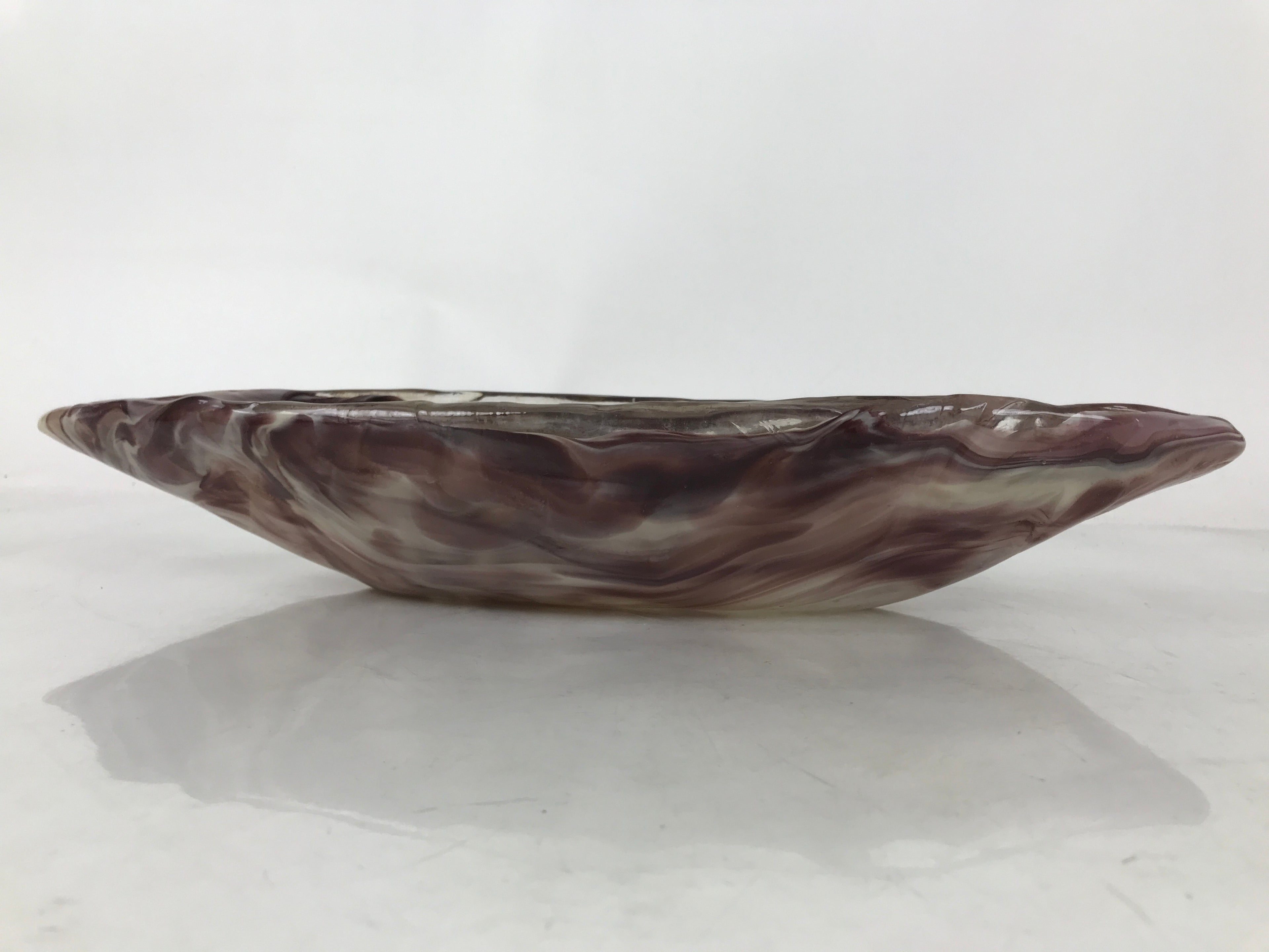 Japanese Glass Suiban Flower Vase Vtg Pottery Ikebana Arrangement Purple Y330
