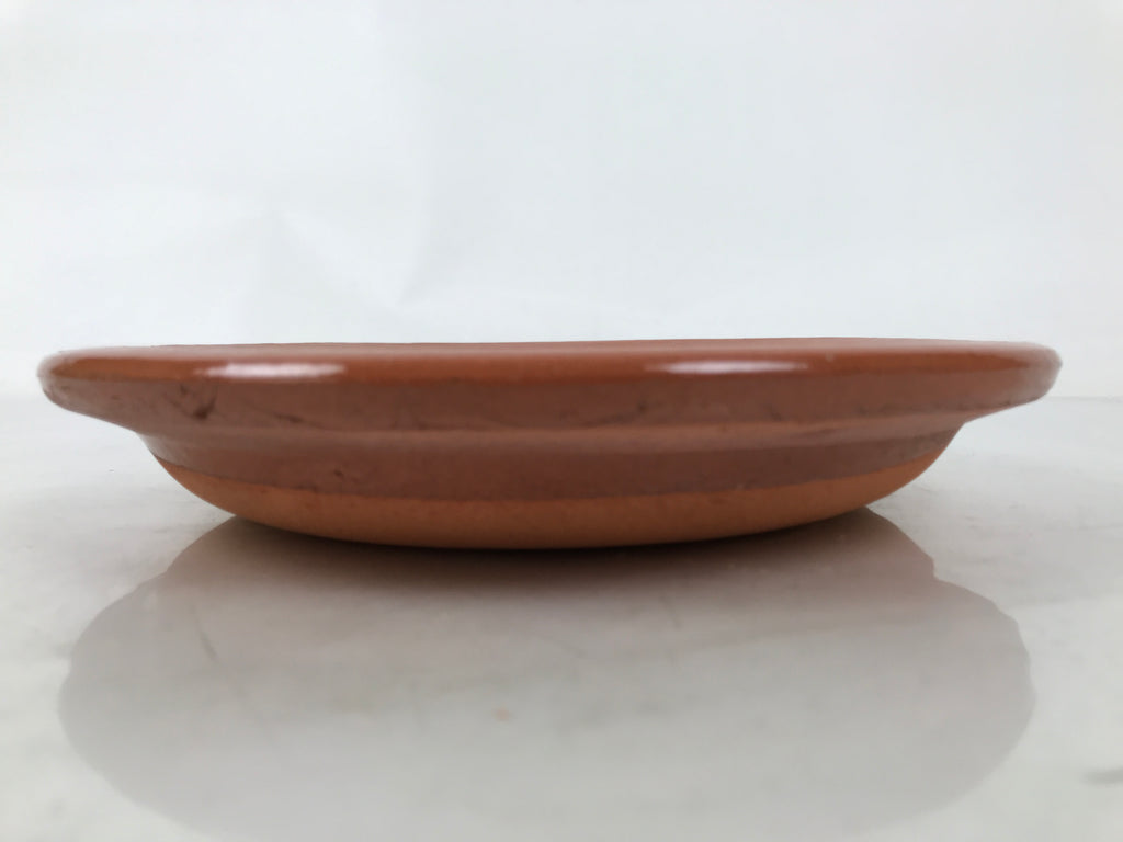 Japanese Glazed Clay Terracotta Plate Sara Vtg Kozara Serving Dish Orange Y382