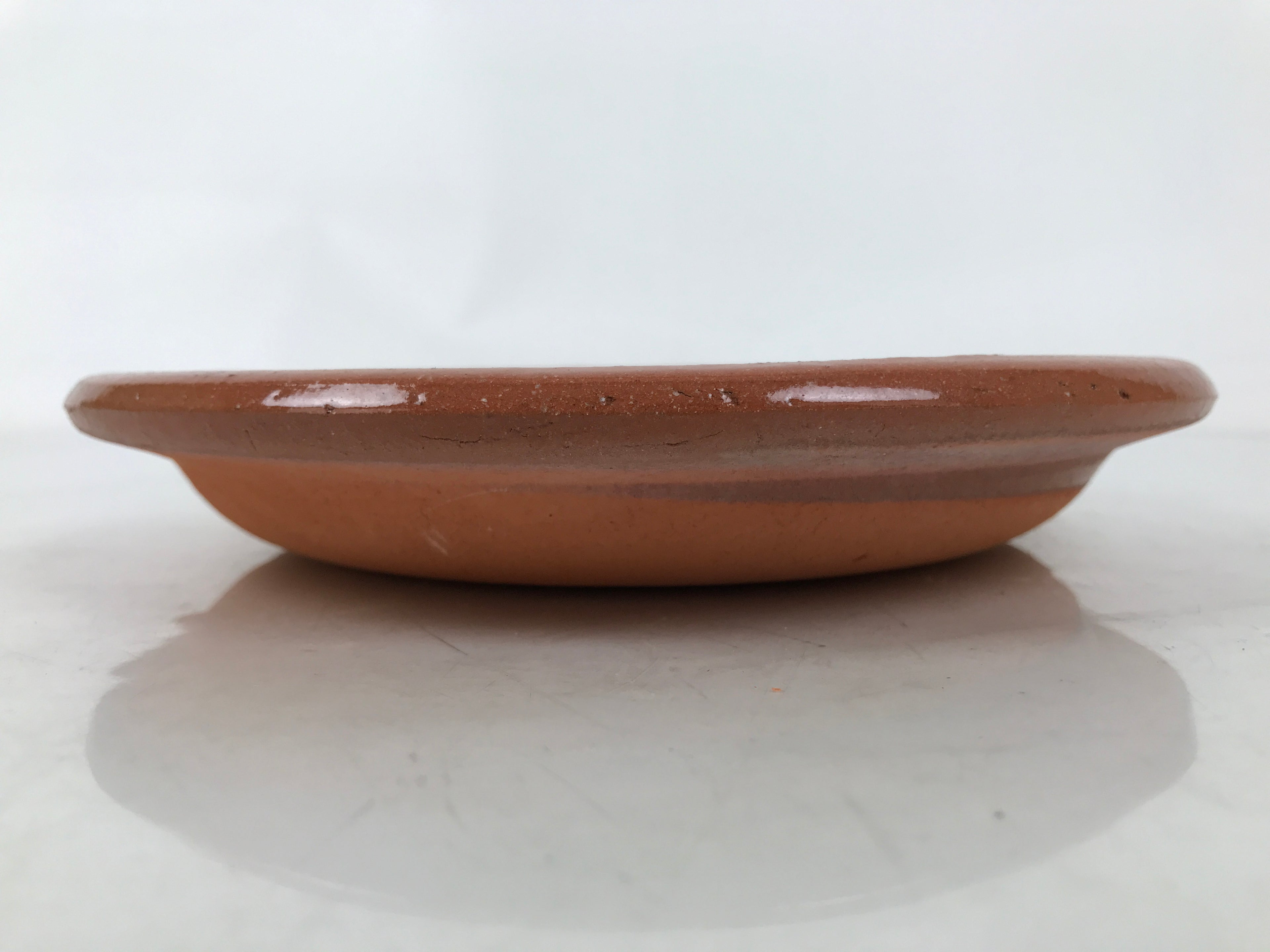 Japanese Glazed Clay Terracotta Plate Sara Vtg Kozara Serving Dish Orange Y384