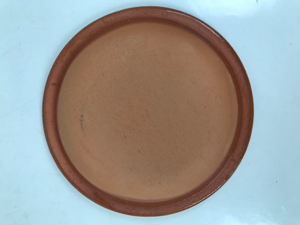 Japanese Glazed Clay Terracotta Small Plate Kozara Vtg Serving Dish Orange Y389