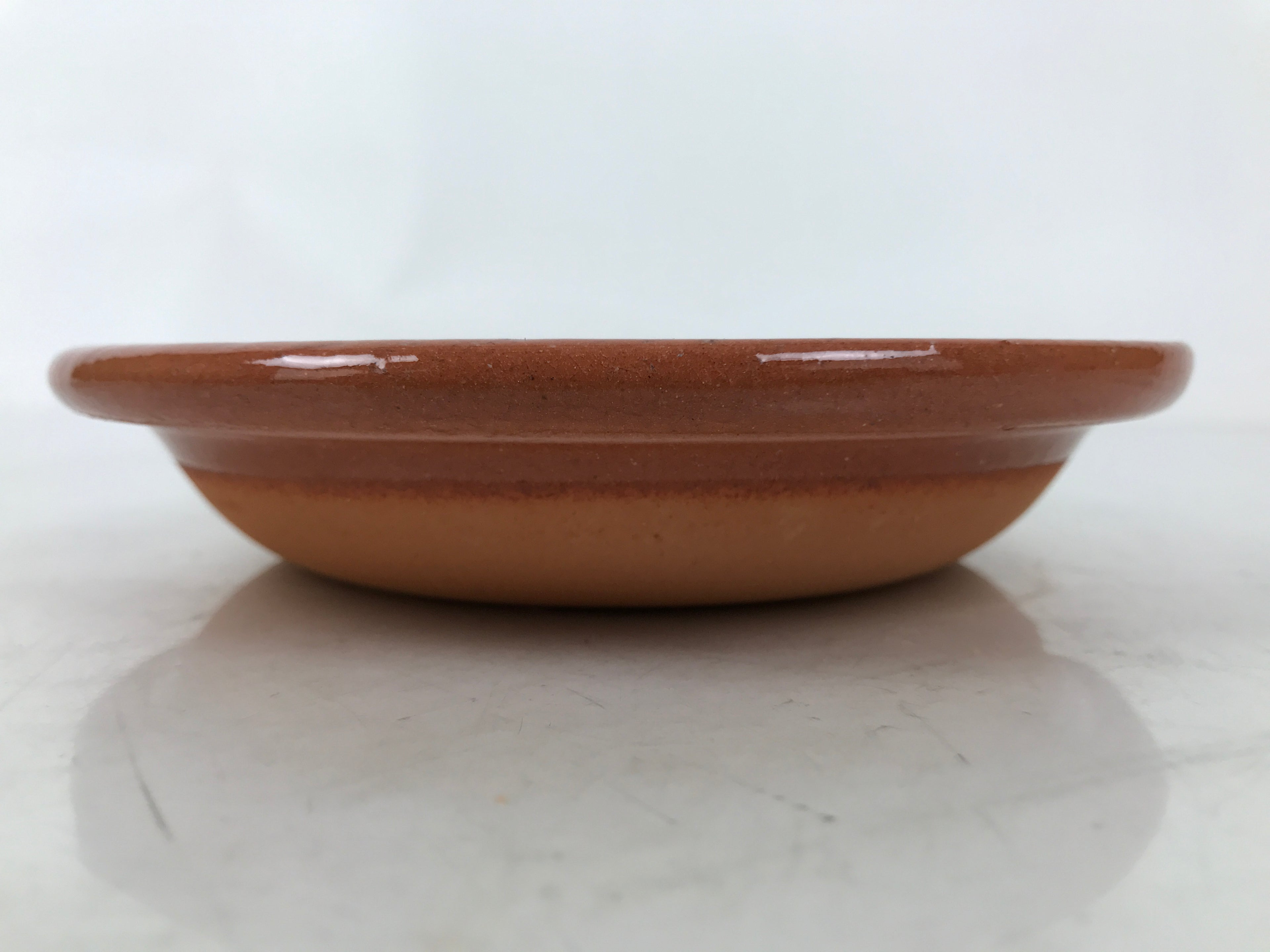 Japanese Glazed Clay Terracotta Small Plate Kozara Vtg Serving Dish Orange Y390