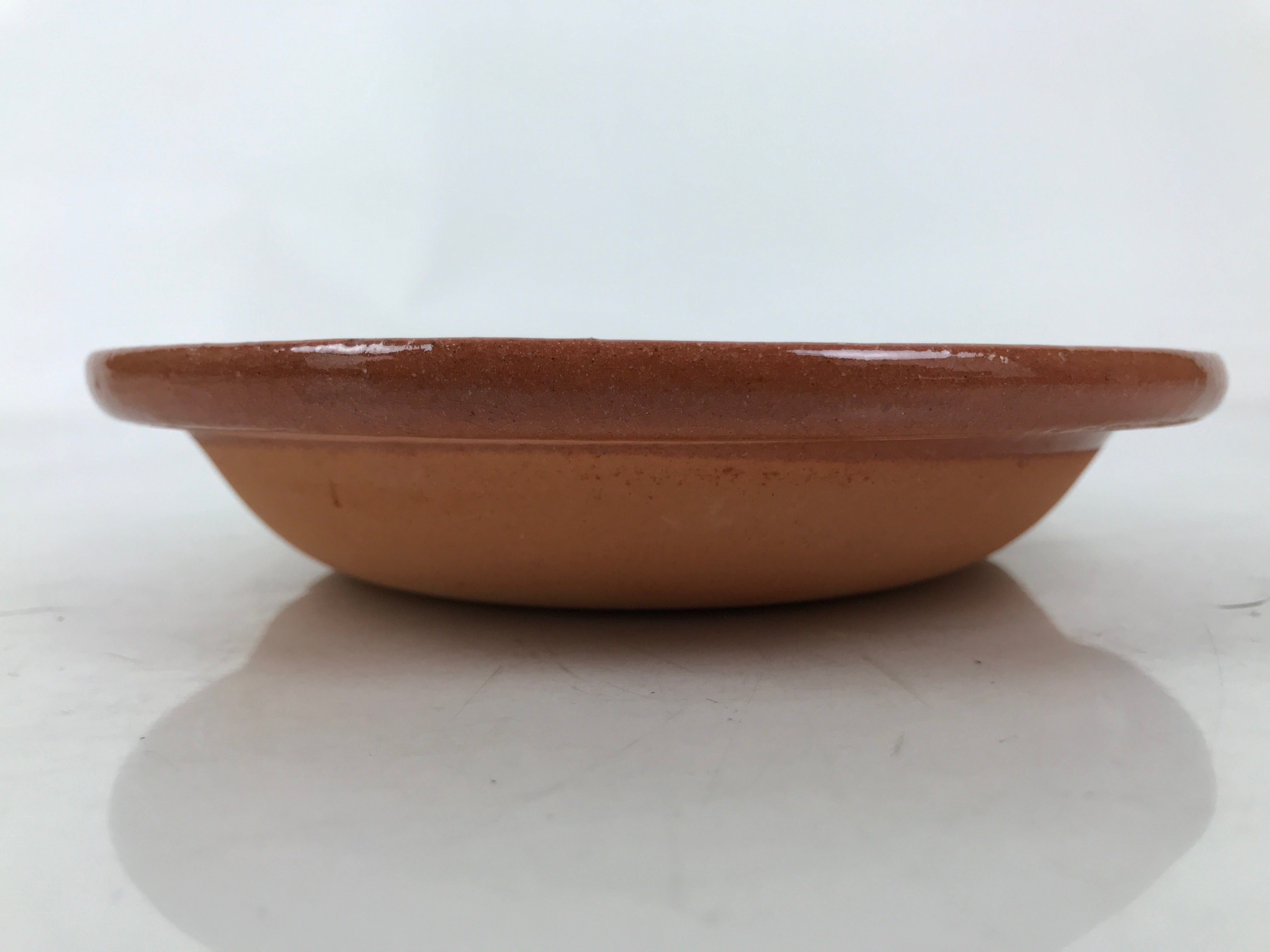 Japanese Glazed Clay Terracotta Small Plate Kozara Vtg Serving Dish Orange Y392