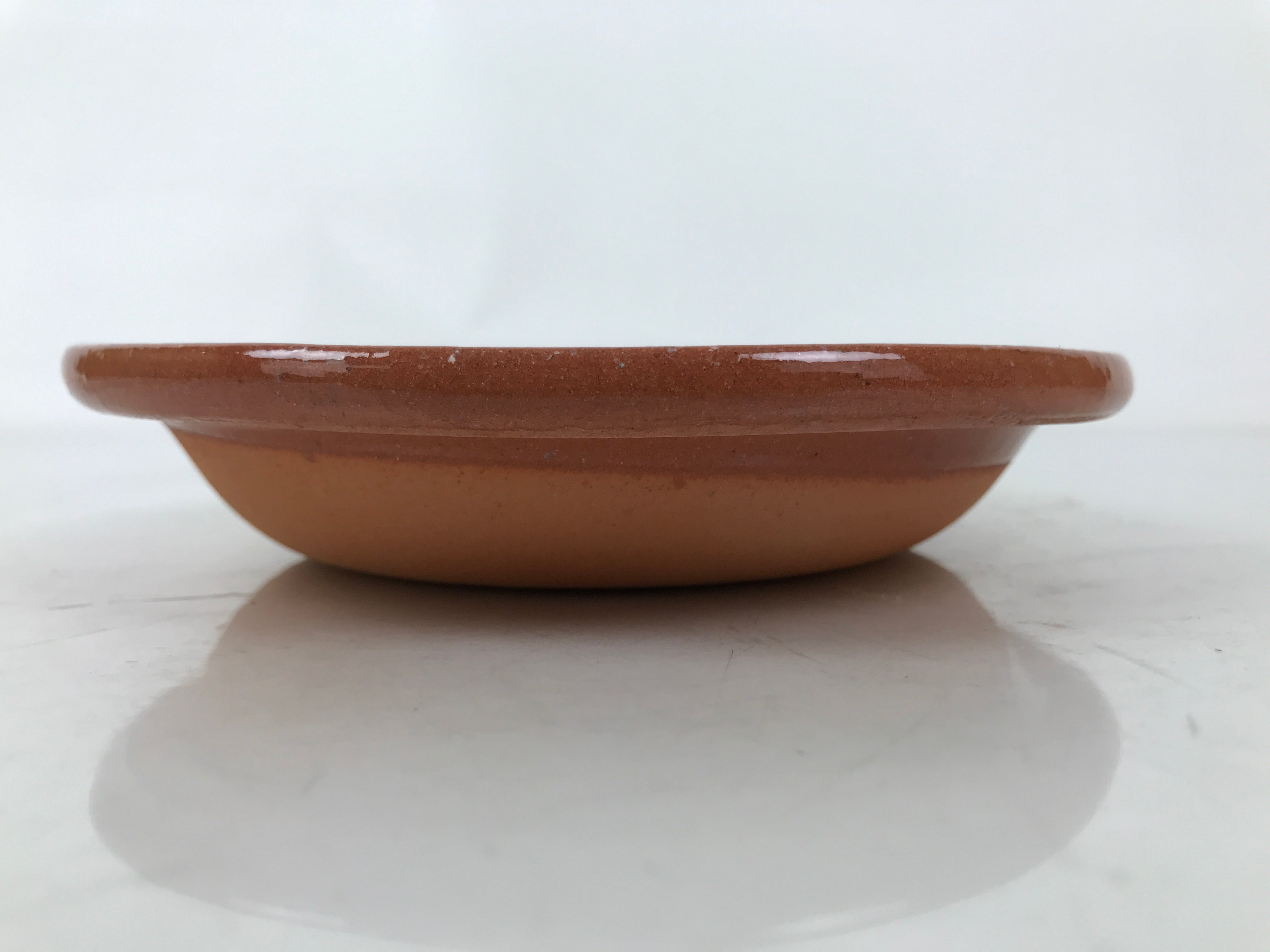 Japanese Glazed Clay Terracotta Small Plate Kozara Vtg Serving Dish Orange Y392