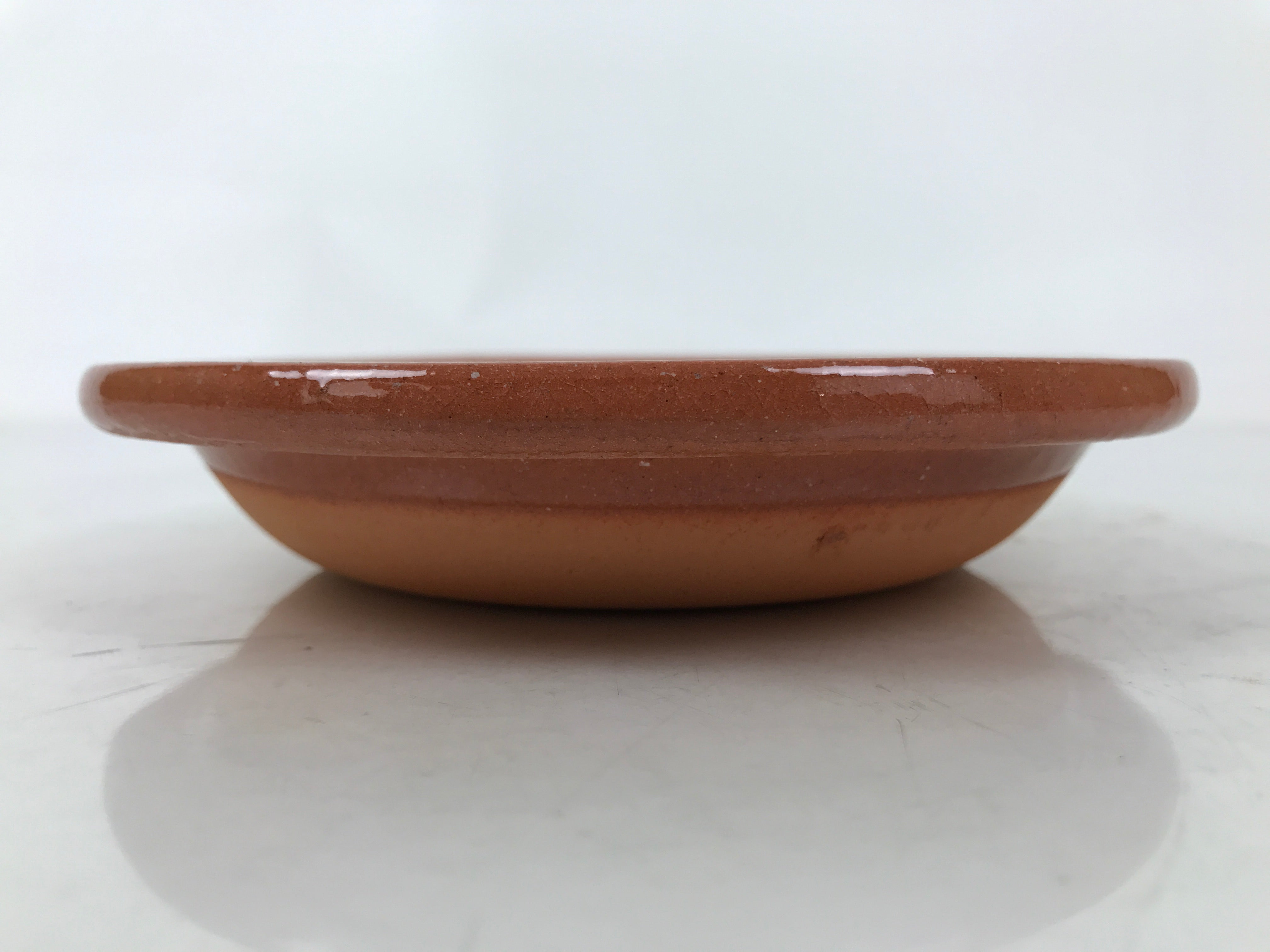 Japanese Glazed Clay Terracotta Small Plate Kozara Vtg Serving Dish Orange Y392