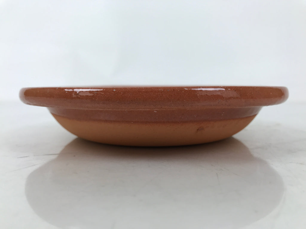 Japanese Glazed Clay Terracotta Small Plate Kozara Vtg Serving Dish Orange Y392