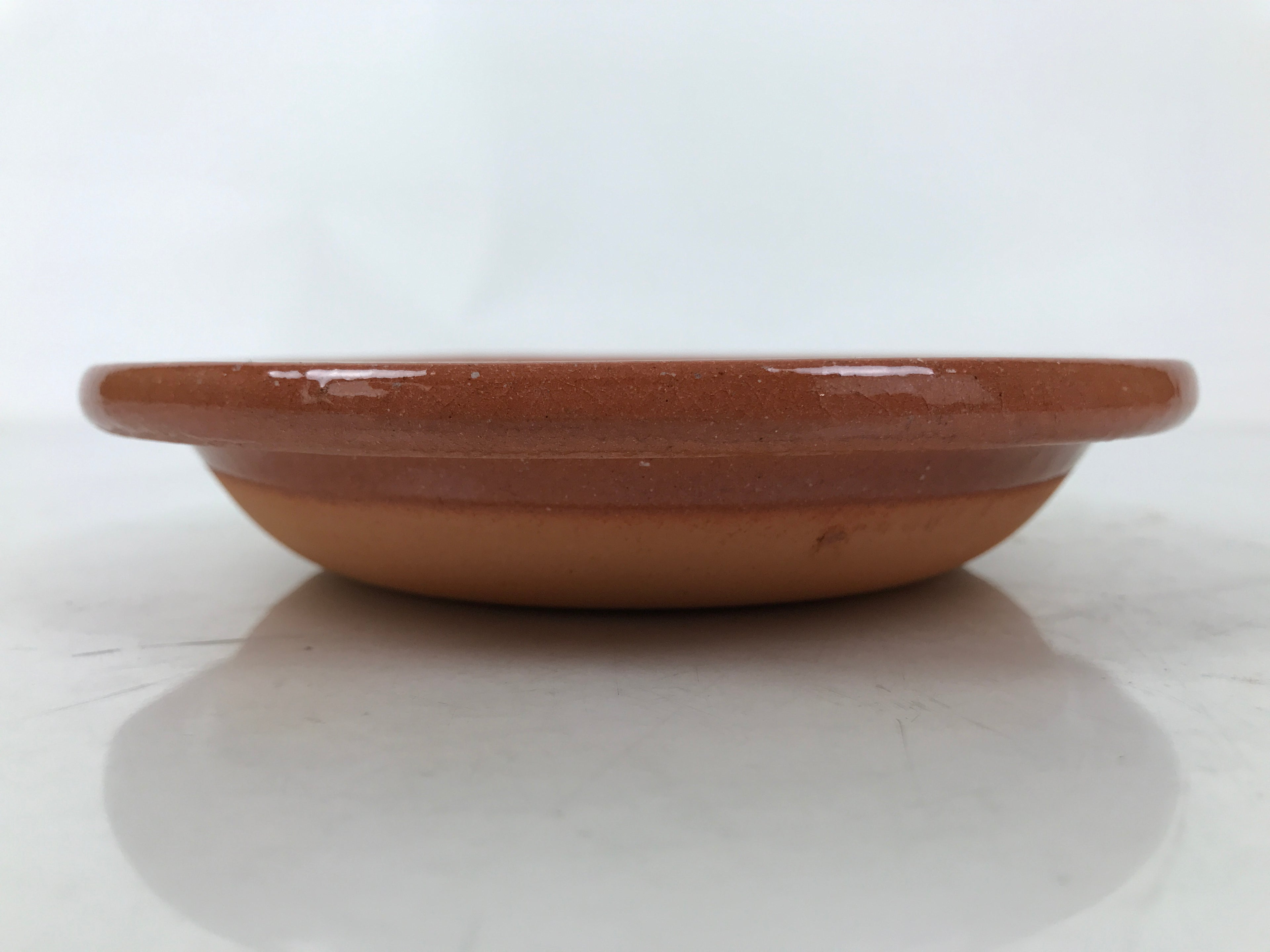 Japanese Glazed Clay Terracotta Small Plate Kozara Vtg Serving Dish Orange Y392