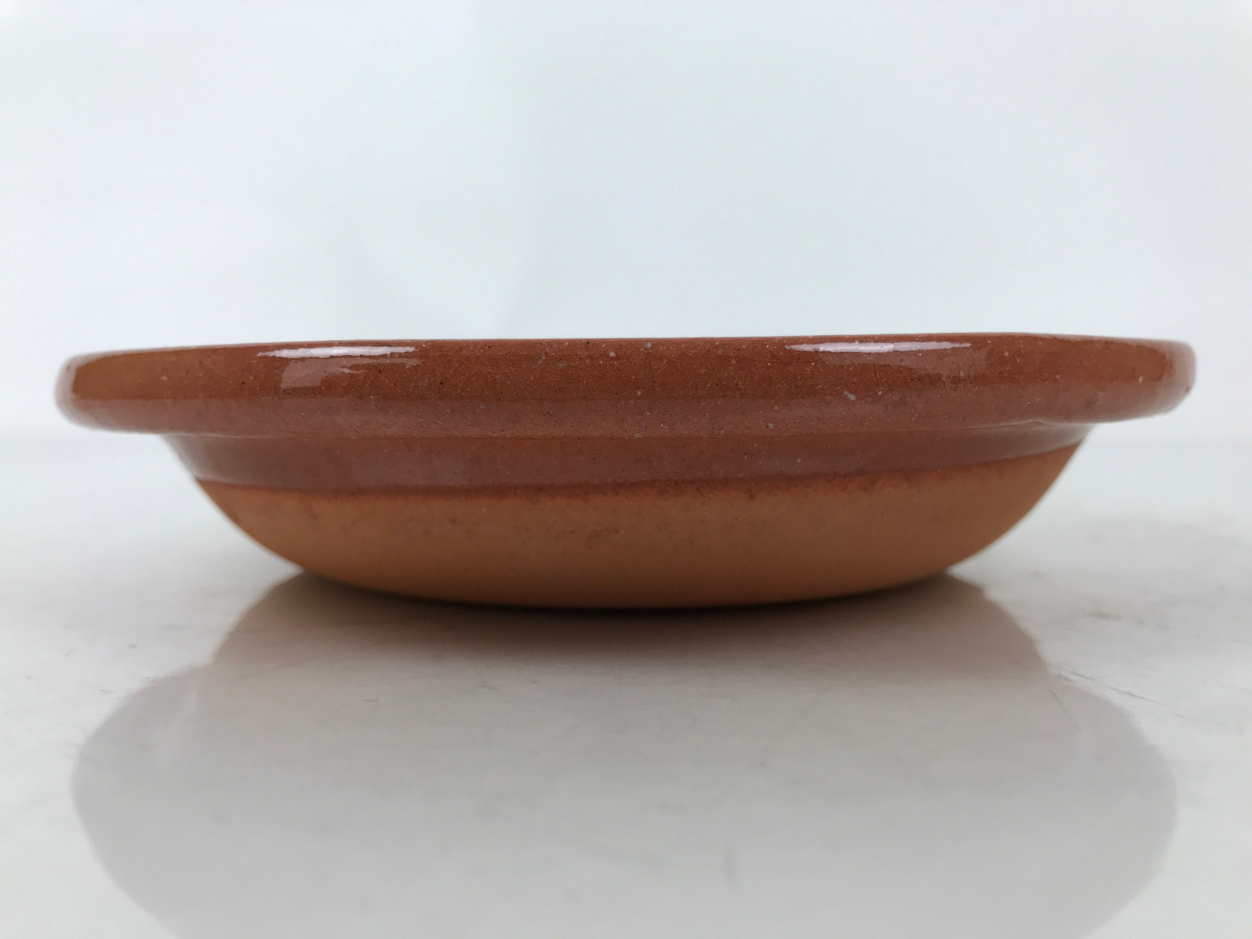 Japanese Glazed Clay Terracotta Small Plate Kozara Vtg Serving Dish Orange Y392