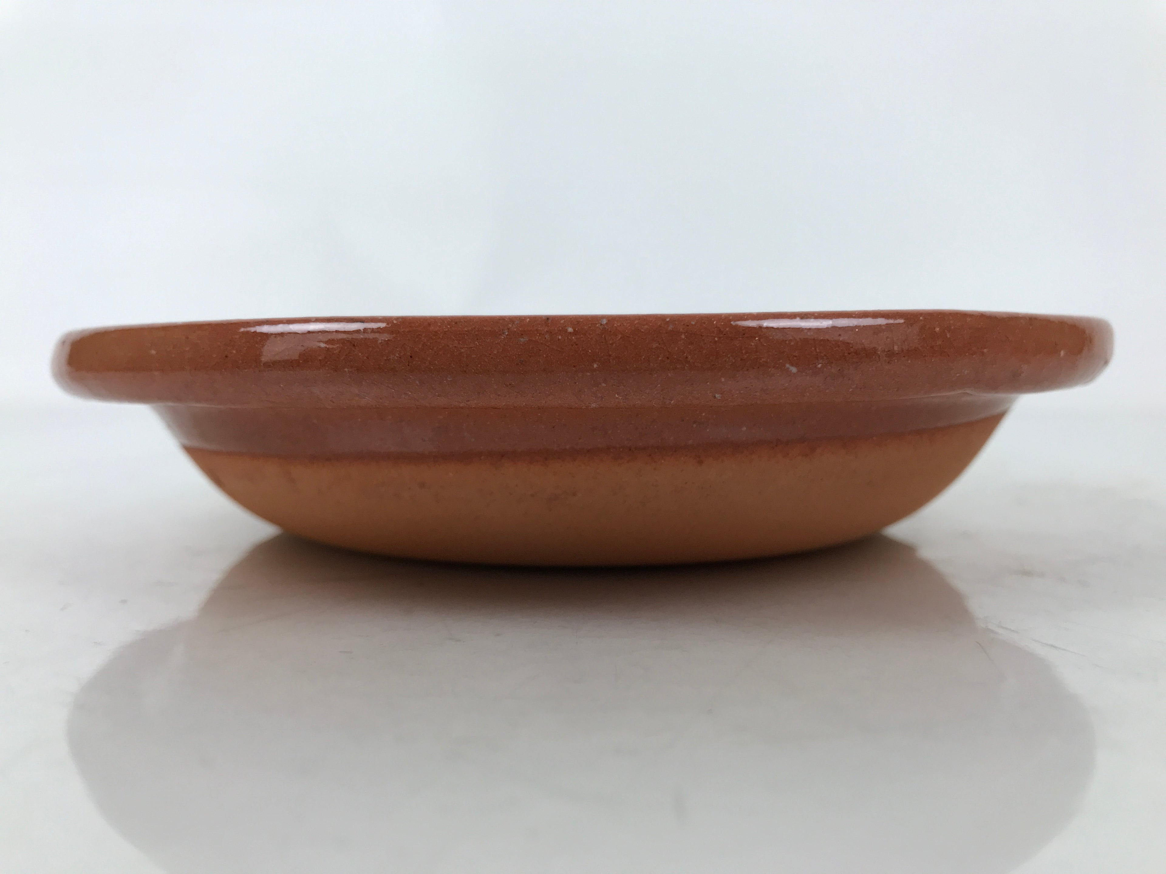 Japanese Glazed Clay Terracotta Small Plate Kozara Vtg Serving Dish Orange Y392