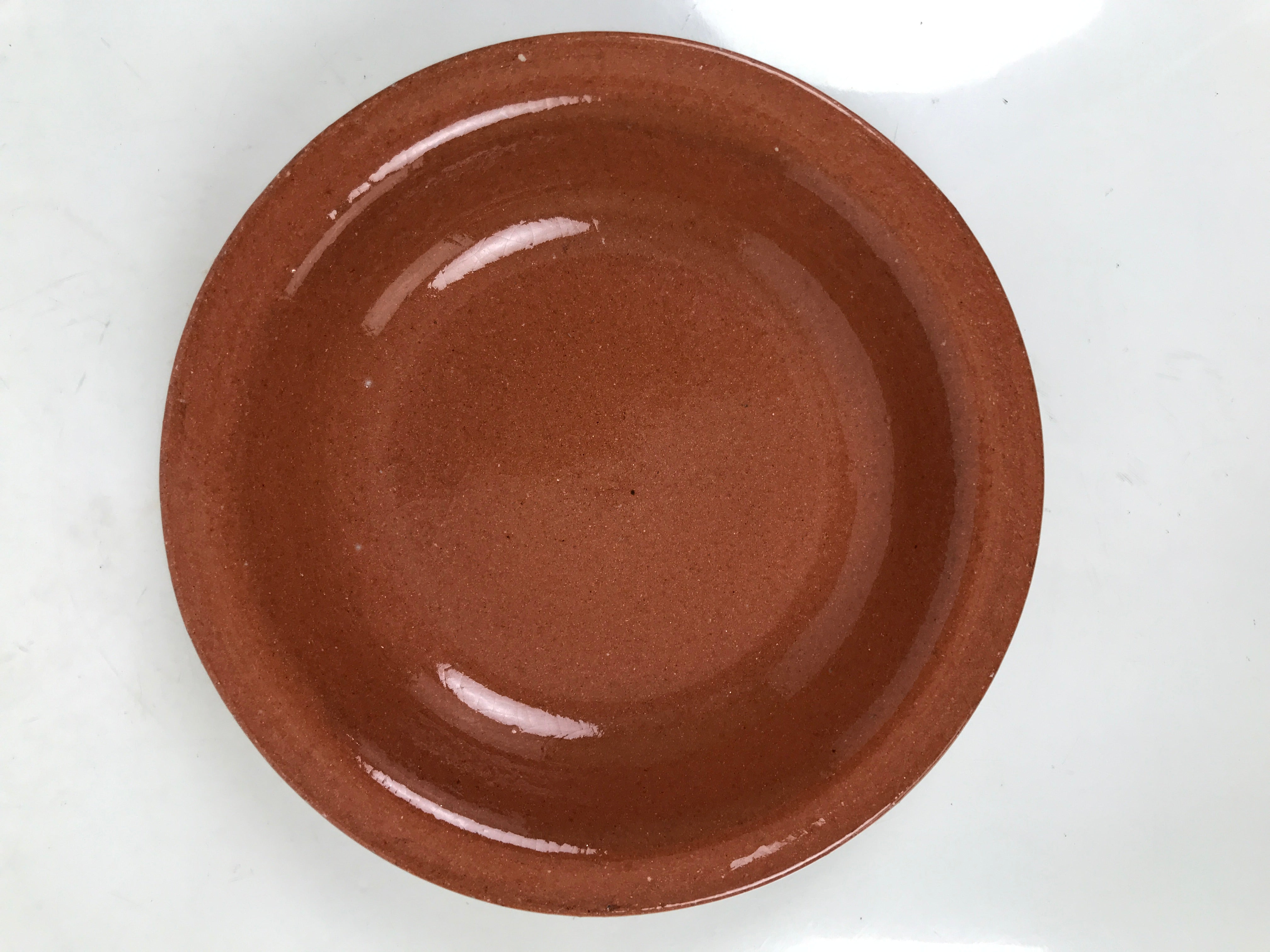 Japanese Glazed Clay Terracotta Small Plate Kozara Vtg Serving Dish Orange Y392
