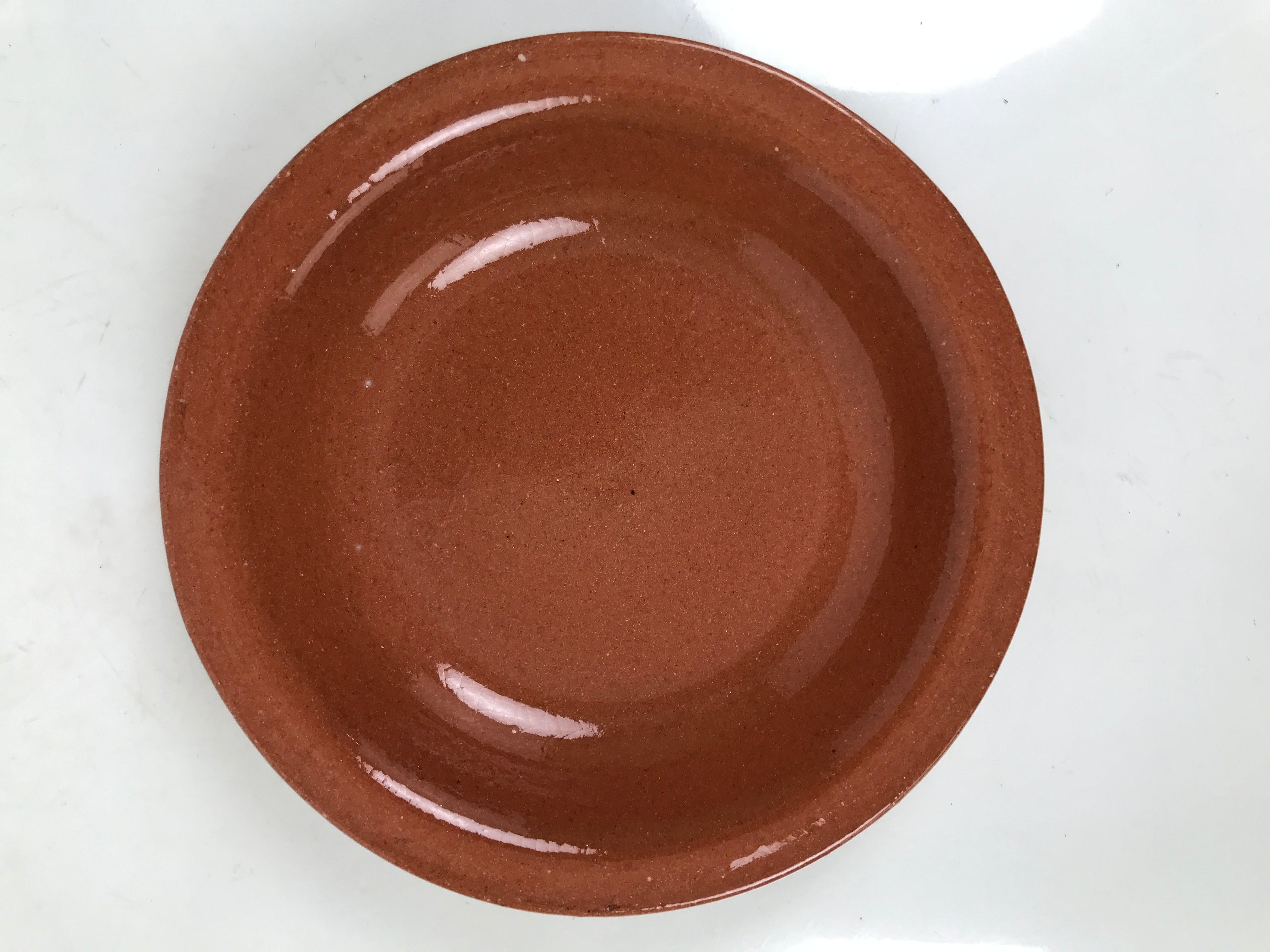 Japanese Glazed Clay Terracotta Small Plate Kozara Vtg Serving Dish Orange Y392
